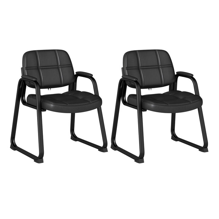 Set of 2 Ergonomic Upholstered Waiting Room Chairs with Armrests