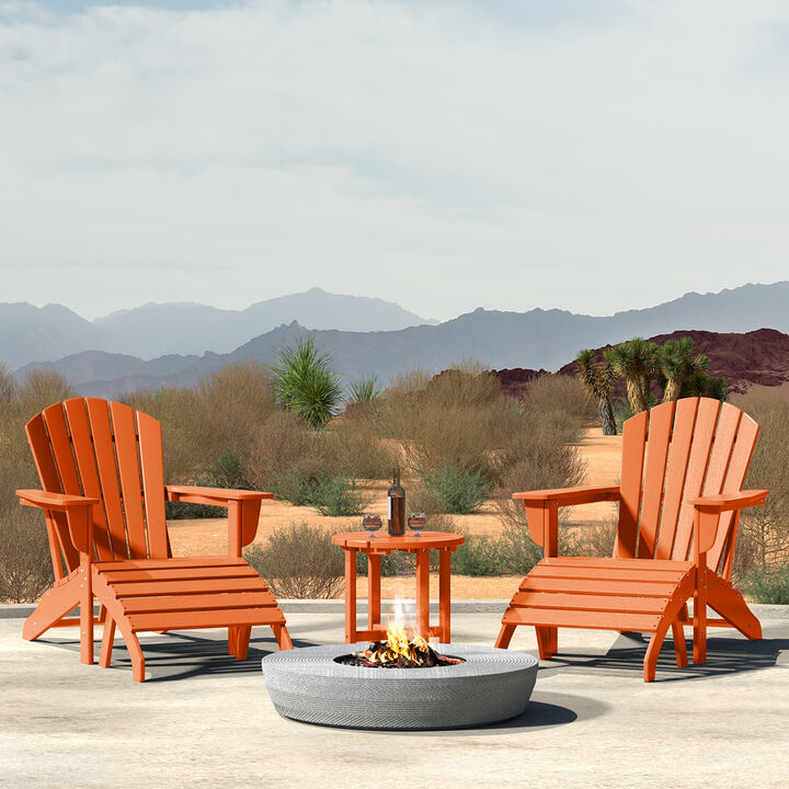 WestinTrends Outdoor Adirondack Chair With Ottoman And Side Table 5-Piece Set