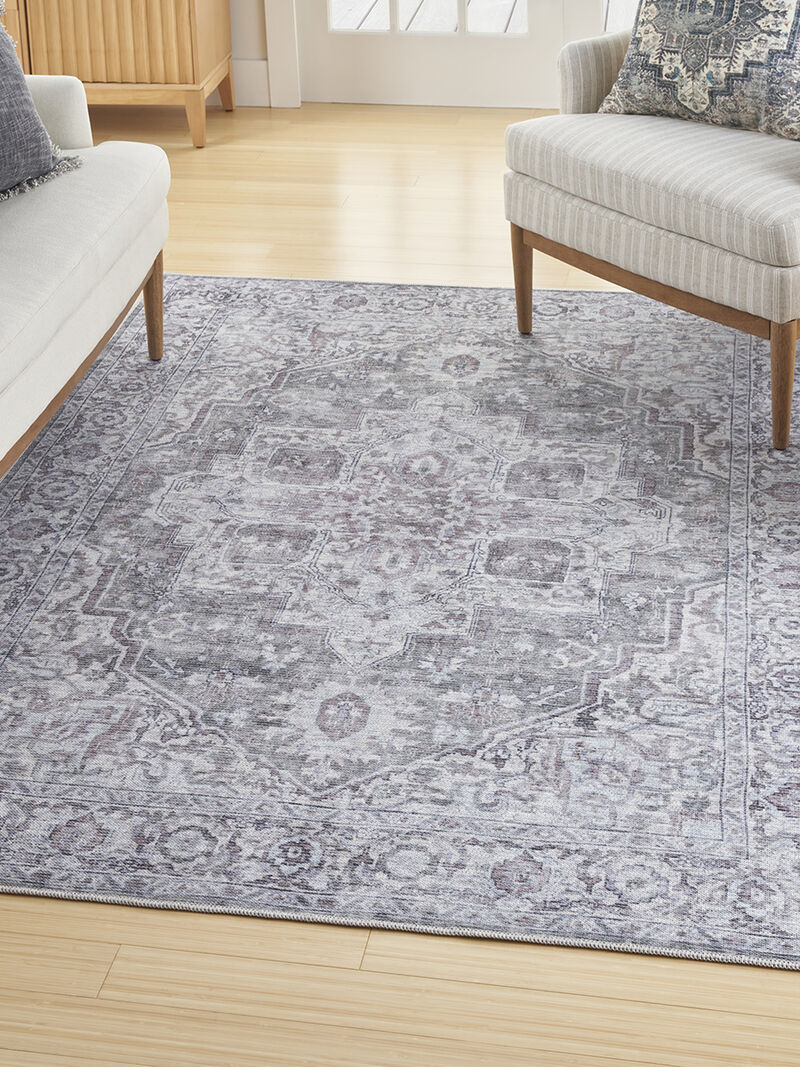 Machine Washable Series 1 SR101 Ivory/Gray 7'10" x Round Rug