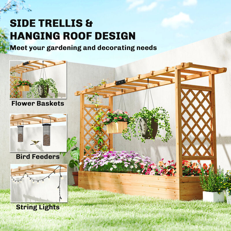 Hivvago Wood Raised Planter for Climbing Plants, Herbs, and Flowers image number 4
