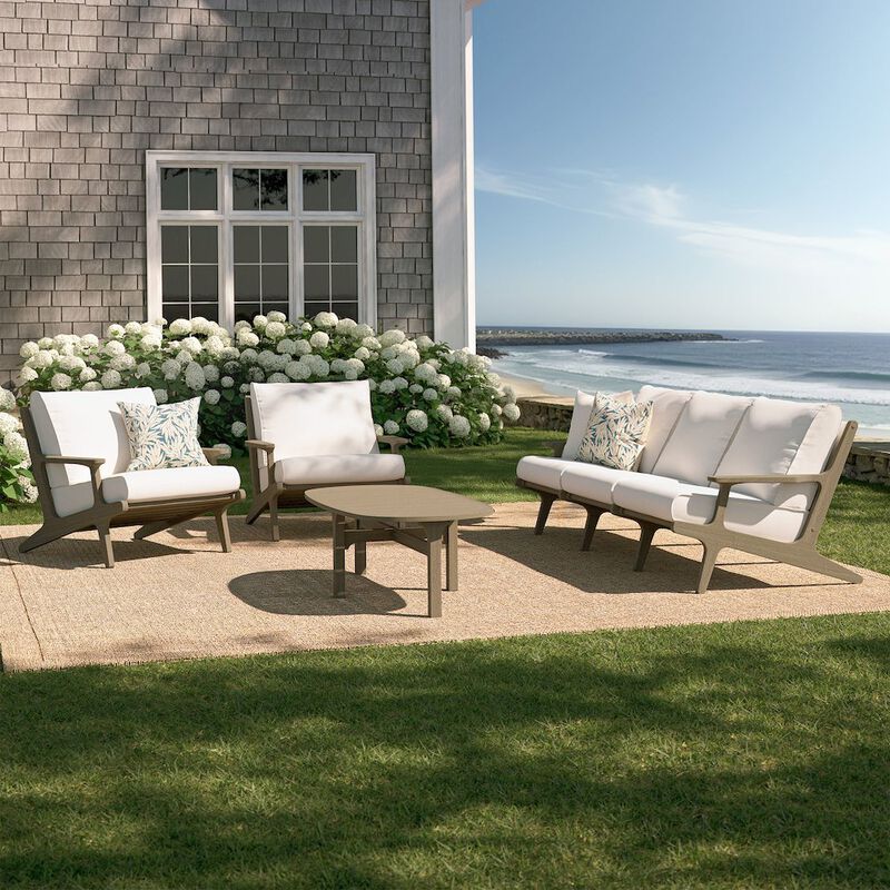 Modway Saratoga 4-Piece Outdoor Patio Teak Wood Furniture Set