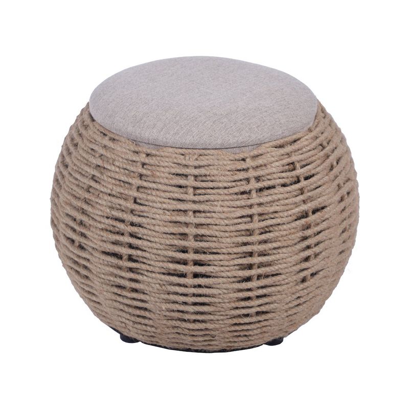 Natural Woven Ottoman with Storage, Brown