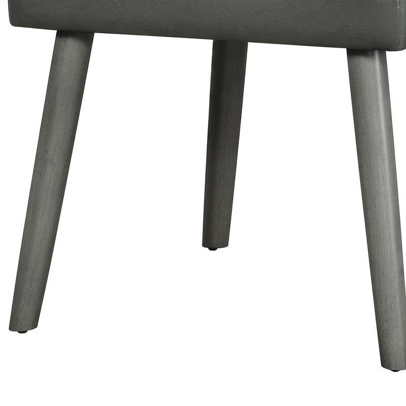 Leatherette Dining Chair with Splayed Wooden Legs, Set of  2, Gray-Benzara