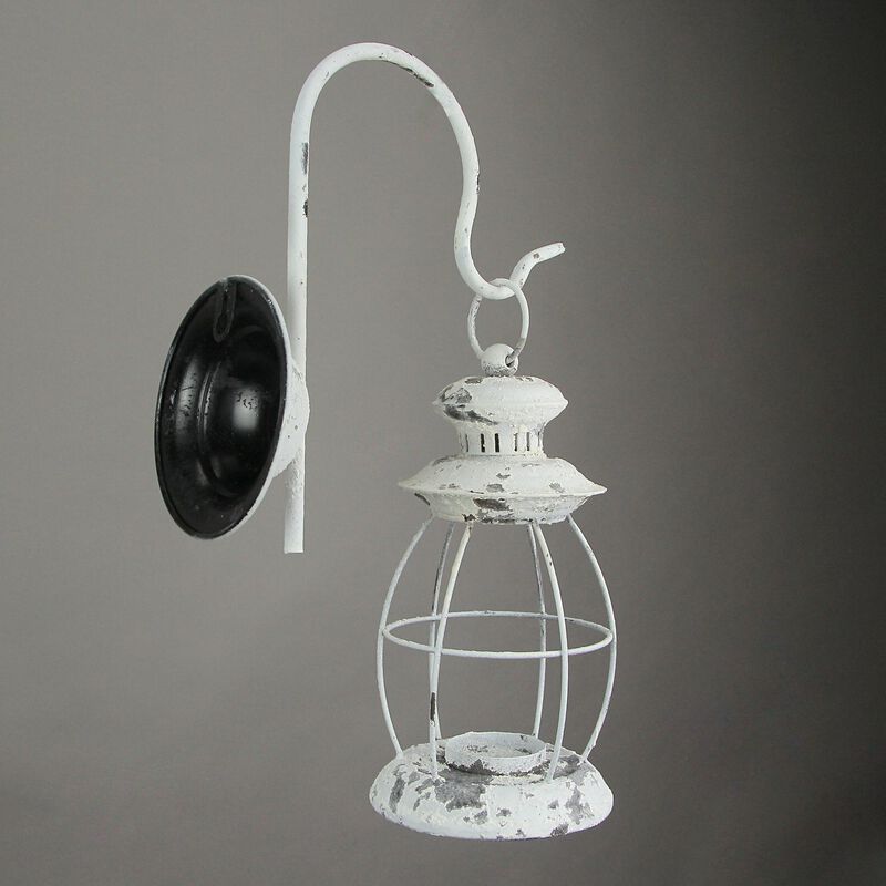 Rustic Distressed Metal Wall Mounted Railroad Lantern Hanging Candle Sconce image number 2