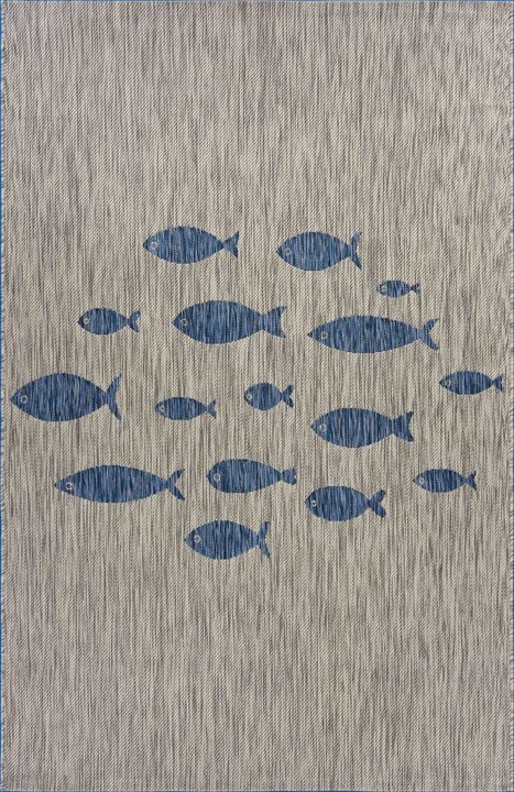 8 X 10 Gray Coastal Indoor Outdoor Area Rug