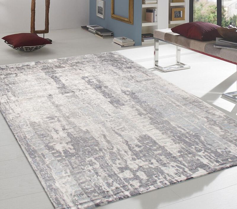 Pasargad Home Modern Hand-Knotted Silk & Wool Area Rug
