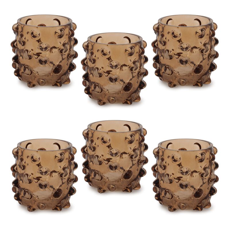 Embossed Glass Candle Holders (4-Pack) &ndash; Decorative Votive Set for Rustic, Modern, or Vintage-Inspired Decor