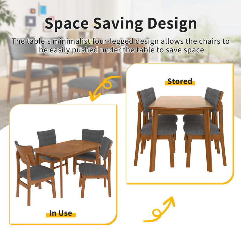Whisen 4-Piece 16.9inch Upholstered Dining Chairs, Solid Rubber Wood Foam Mid-Century Modern for Kitchen Dining Room image number 3