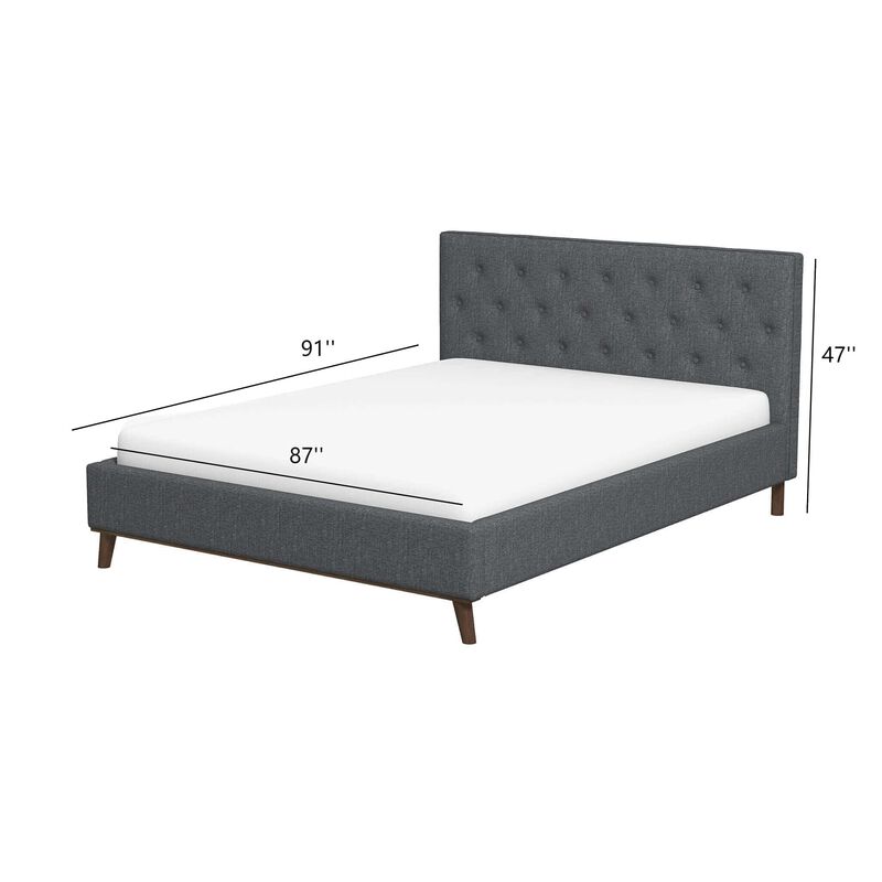 Merax Modern Queen Upholstered Platform Bed (Fabric Grey)