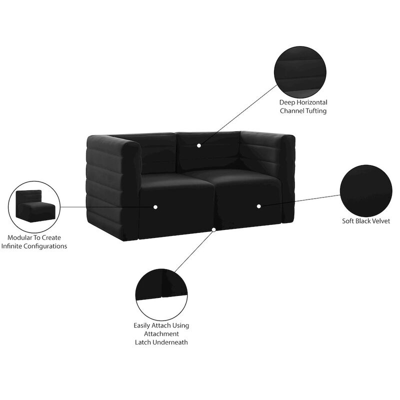 Meridian Furniture Quincy Black Velvet Modular Sofa