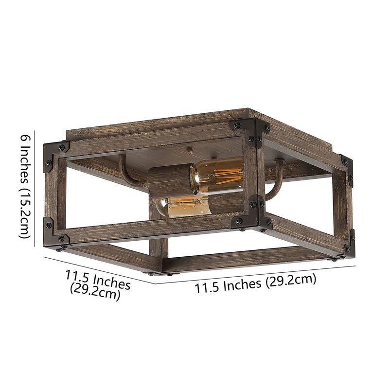 Magnolia 2-Light Iron Rustic Farmhouse LED Flush Mount