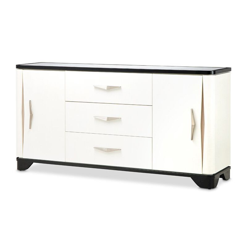 Michael Amini Tuxedo Sideboard & Mirror - Piano Keyboard