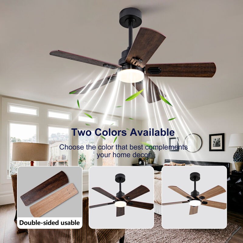 ELEMENT ACE 42 Inch Indoor and Covered Outdoor Ceiling Fan with Dimmable LED Light, Remote Control, Ultra Quiet Reversible DC Motor, 6 Speed Dual Finish Blades image number 6