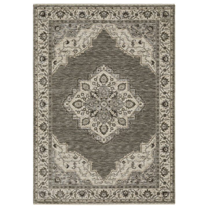 HomeRoots Medallion Area Rug With Fringe