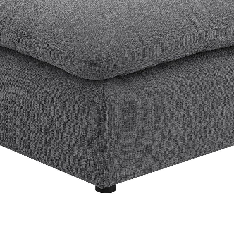 Hobo Square Ottoman, Charcoal Gray Fabric, Foam Cushions, 40 Inch - Benzara