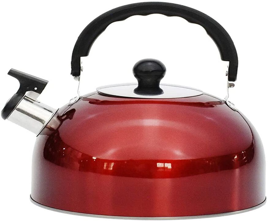 Red Stainless Steel 3.7 Quart Whistling Kettle Tea Pot