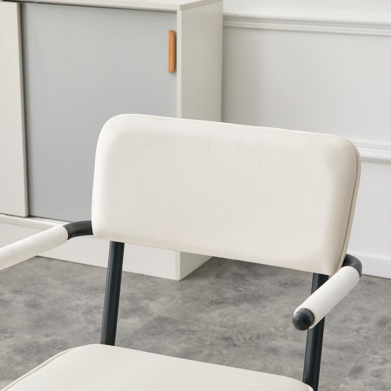 Set of 2 Velvet Dining Chairs Hangable Armrest Dining Chairs for Easy Floor Cleaning Square Open Back Dining Chairs with Metal Legs image number 6