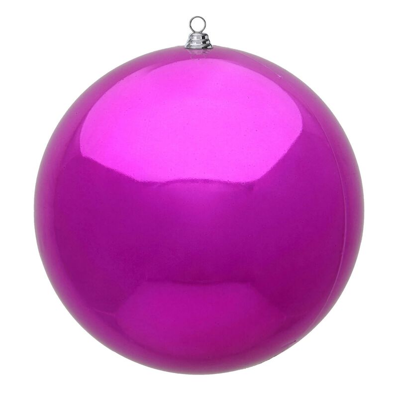 Vickerman Giant Fuchsia Shiny Ball Christmas Ornament. UV resistant and Approved for both Indoor and Outdoor Use. image number 0