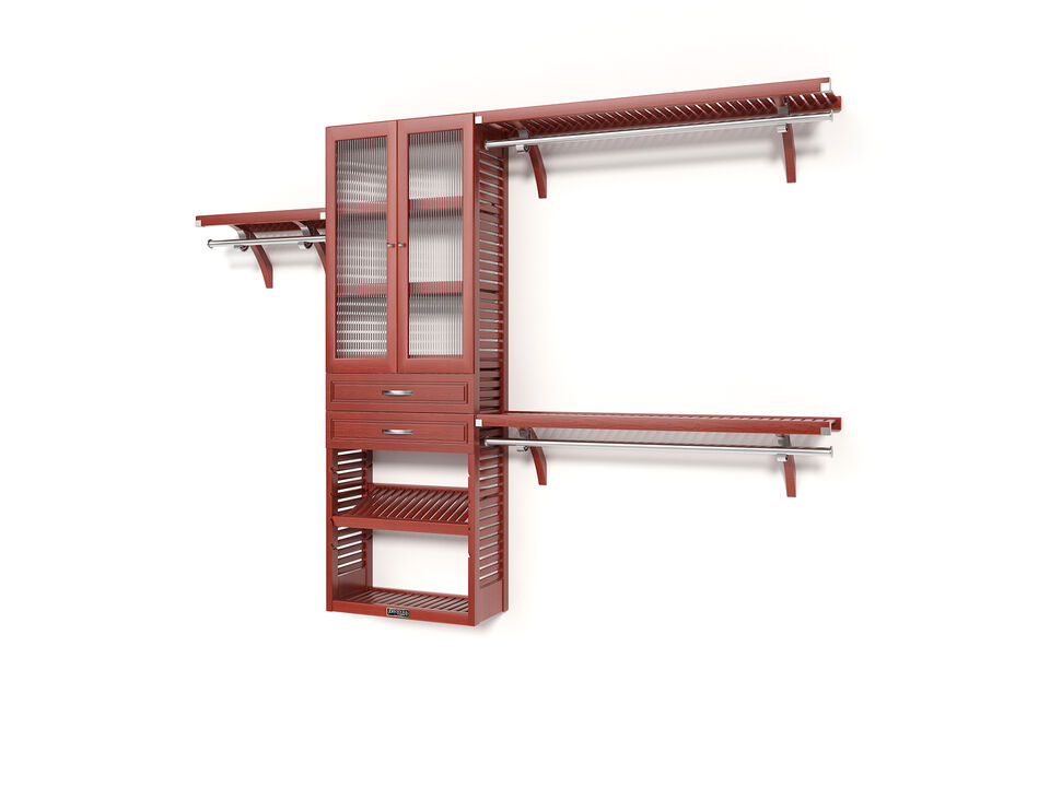 Solid Wood Reach-In Closet Organizer with 2  Drawers and Glass Doors