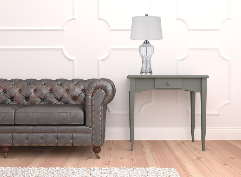 Hivvago 26" Clear Glass Table Lamp With White Empire Shade