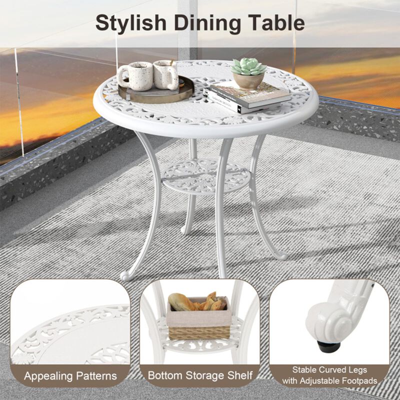 31.5" Round Cast Aluminum Patio Bar Table for 4 with 2" Umbrella Hole image number 2