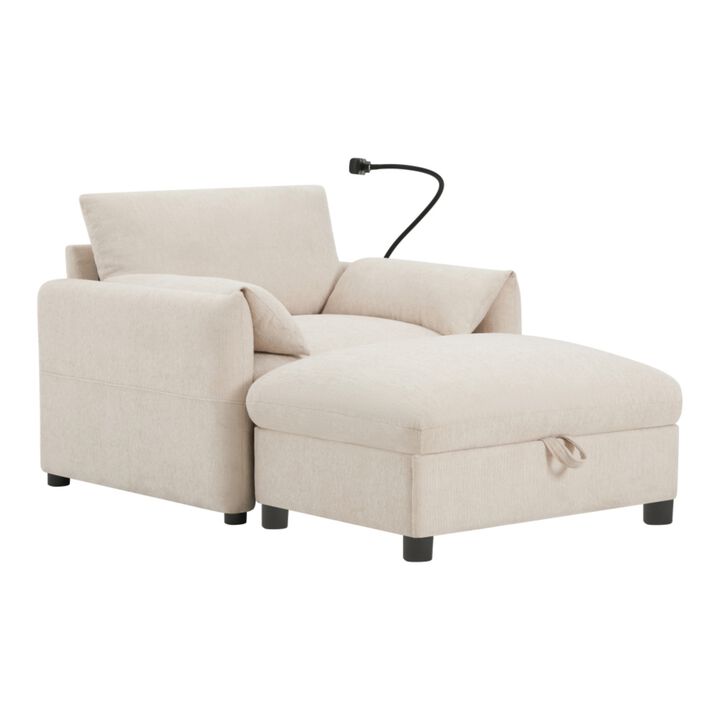 Kiple Modern Chenille Accent Chair & Ottoman Set