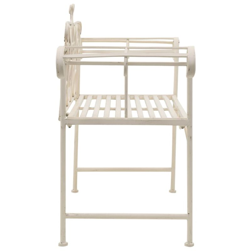 vidaXL Garden Bench 52" Metal Antique White