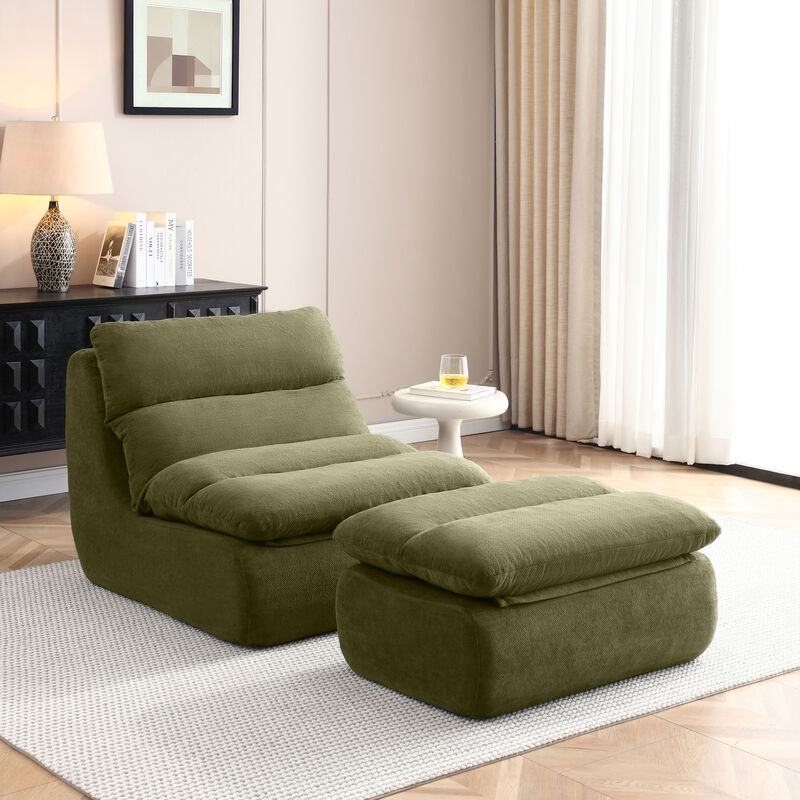 Merax Ergonomic Floor Lounge Sofa with Ottoman image number 1