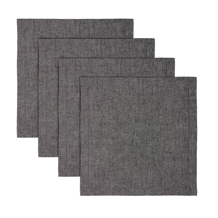 Solino Home 100% Pure Linen Square Placemats 14 x 14 Inch Set of 4 - Athena