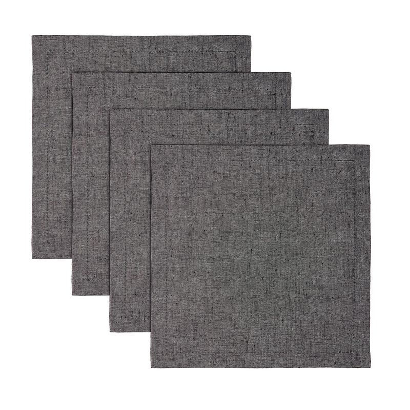 Solino Home 100% Pure Linen Square Placemats 14 x 14 Inch Set of 4 - Athena