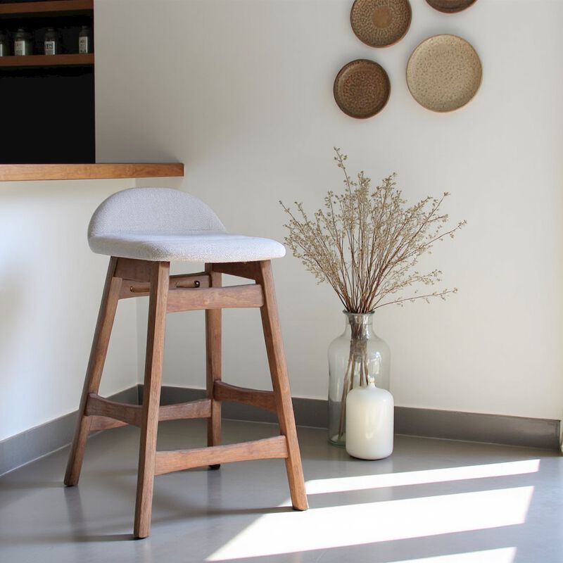 Starlight Canyon Home Light Tan Counter Height Chair – Wooden Bar Stool with Back for Kitchens