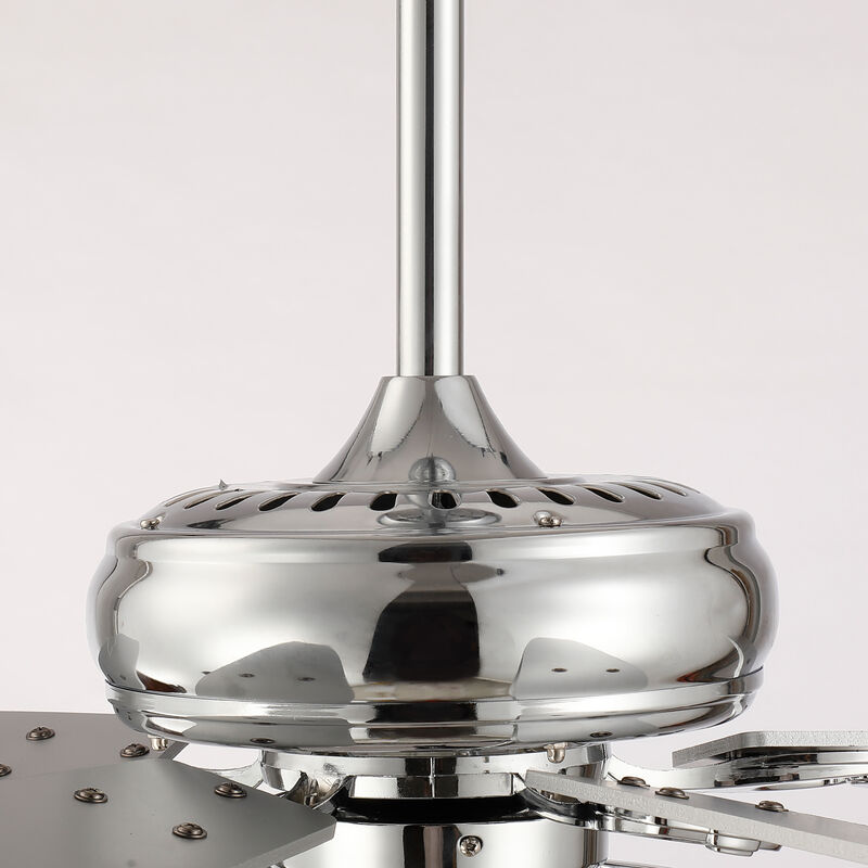 52 in. Modern Chrome Integrated LED Dimmable Ceiling Fan with Light and Remote