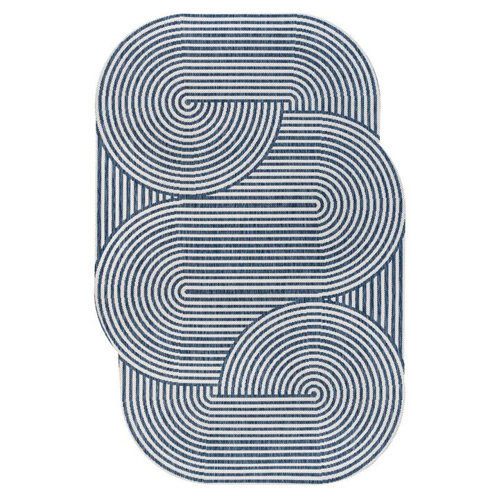 Margot Modern Geometric Arch Stripe Indoor/Outdoor Shaped Area Rug