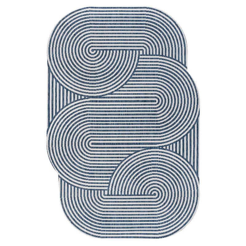 Margot Modern Geometric Arch Stripe Indoor/Outdoor Shaped Area Rug