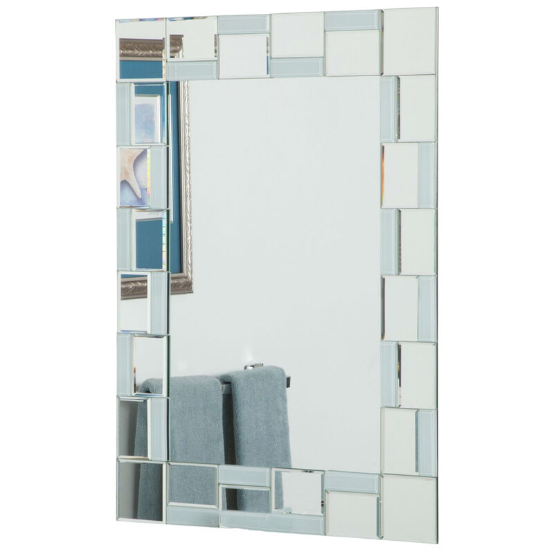 Rectangle Bathroom Mirror with Hand-Cut Edging – Elegant Design for Modern Bathrooms