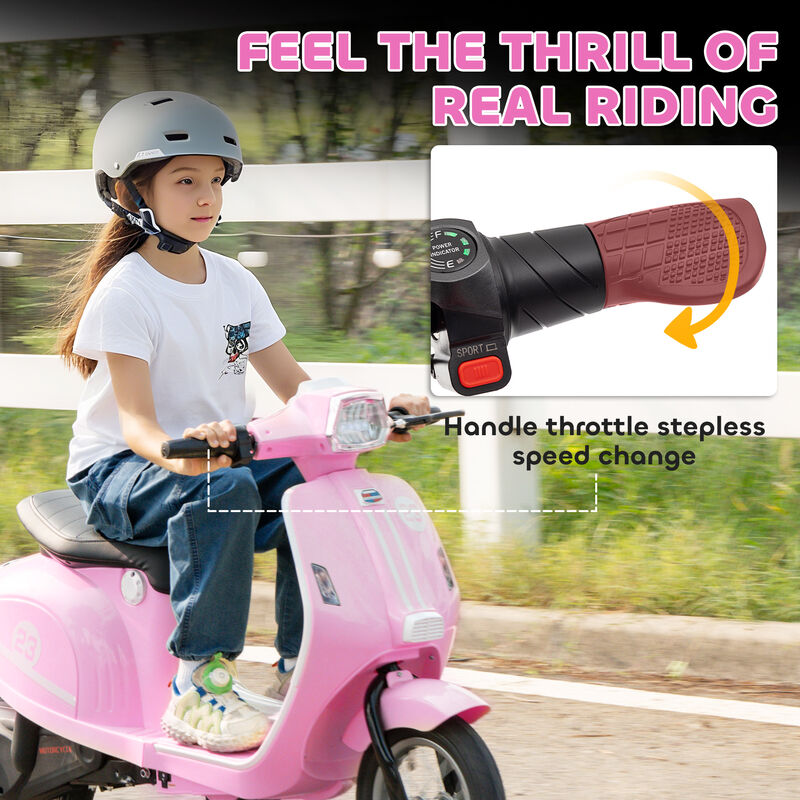 BreeBe 24V Kids Motorcycle with 3-Speed, Electric Motorcycle with Rear Suspension and LED Lights image number 4