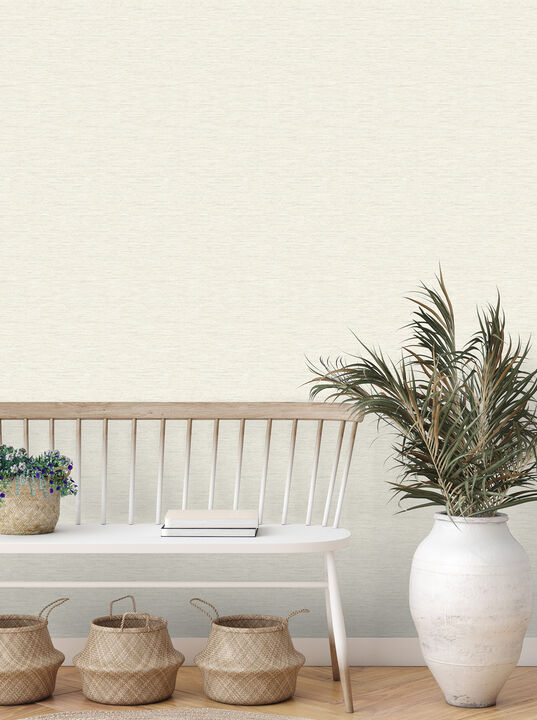 Miya Cream Faux Grasscloth Wallpaper