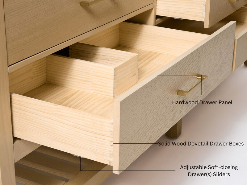 Elizabeth 60 in. Bath Vanity Set in Oak Finish with White Quartz Vanity Top and White Undermount Basin