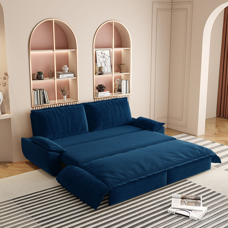 Whisen 3-in-1 Velvet Queen Sleeper Sofa Bed & Chaise Lounge & Loveseat Sofa, 2 Seats image number 1