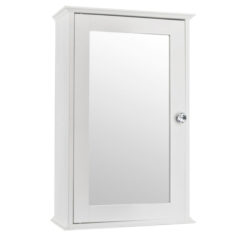 Wall-Mounted Bathroom Cabinet with Single Mirror Door & Shelf Space-Saving Storage Solution