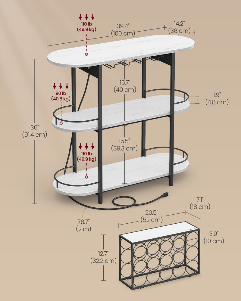 Bar Cabinet with LED Lights and Power Outlets for Modern and Convenient Entertaining image number 4