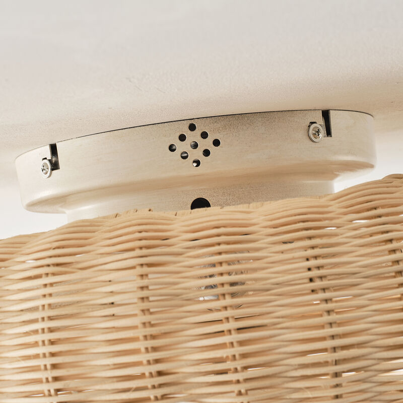 19.7" Bohemian Handwoven Rattan Caged Antique White Reversible Ceiling Fan with Light and Remote image number 7