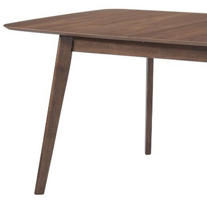 Rectanglular Wooden Dining Table With Round Corners, Walnut Brown-Benzara