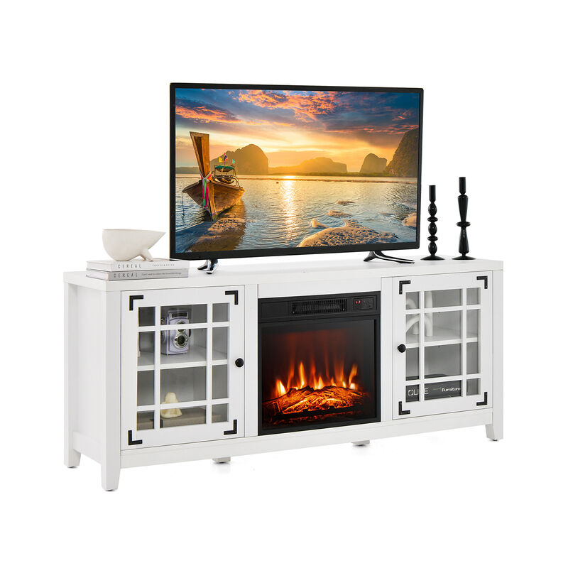 Fireplace TV Stand with Adjustable Shelves for TVs