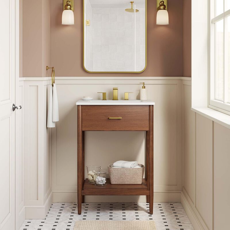 Modway EEI-6660-WAL-WHI Zaire 24" Bathroom Vanity, Walnut White image number 1