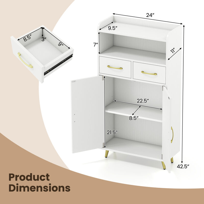 Bathroom Storage Cabinet with 2 Drawers and 2 Doors image number 2