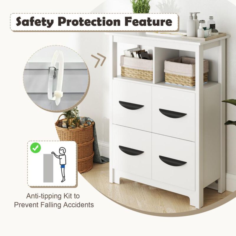 Hivvago Floor Cabinet with 2 Open Compartments and 2 Drawers