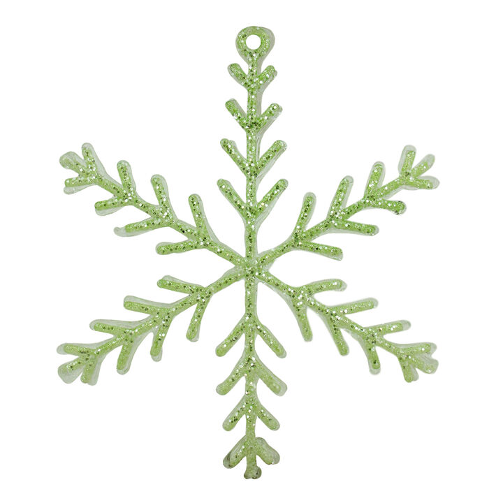 10.5" Green Glittered Snowflake Christmas Ornament