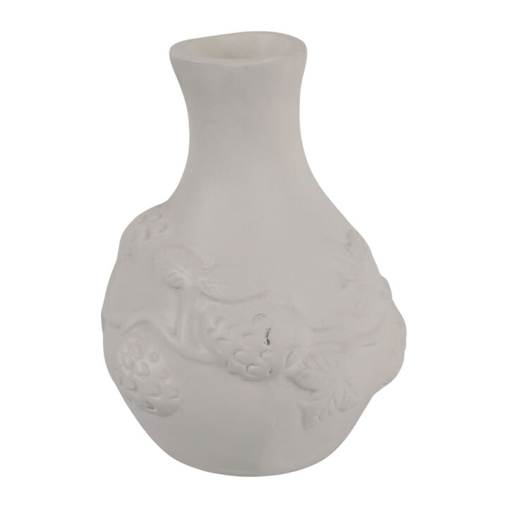 10x8" Embossed Italia Paper Mache Vase, Ivory