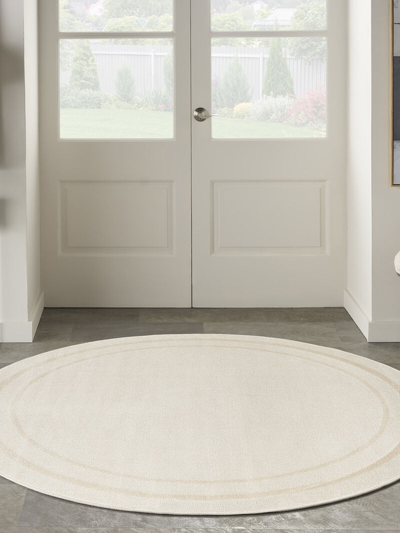 Nourison Essentials NRE02 Ivory/Gold 8' x Round Rug image number 1